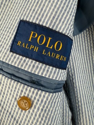 Polo Ralph Lauren Mens Striped Blazer Jacket Sports Coat Blue Sz