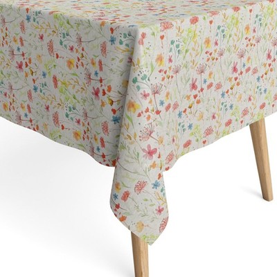Jacquard Tischdecke beschichtete Baumwolle SERENA 3 Blumen eckig rund oval