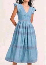 Love Shack Fancy Abena Crochet Lace Embroidered Polka Dots Midi Dress Size 2