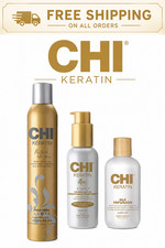 CHI 3 PC. Keratin Hair Spray, Smoothing Treatment  Silk Infusion Hair Kit