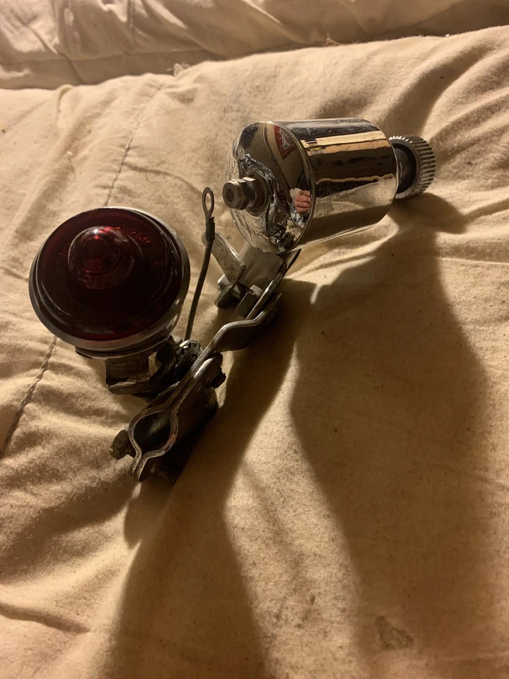 老式 Miller 自行车头和尾灯发电机镀铬套装 — 第 3/3 张图片