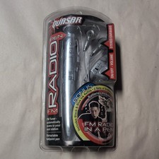 Vintage 2003 Quasar FM Radio Ballpoint Pen With Stereo Earbuds QP3 New