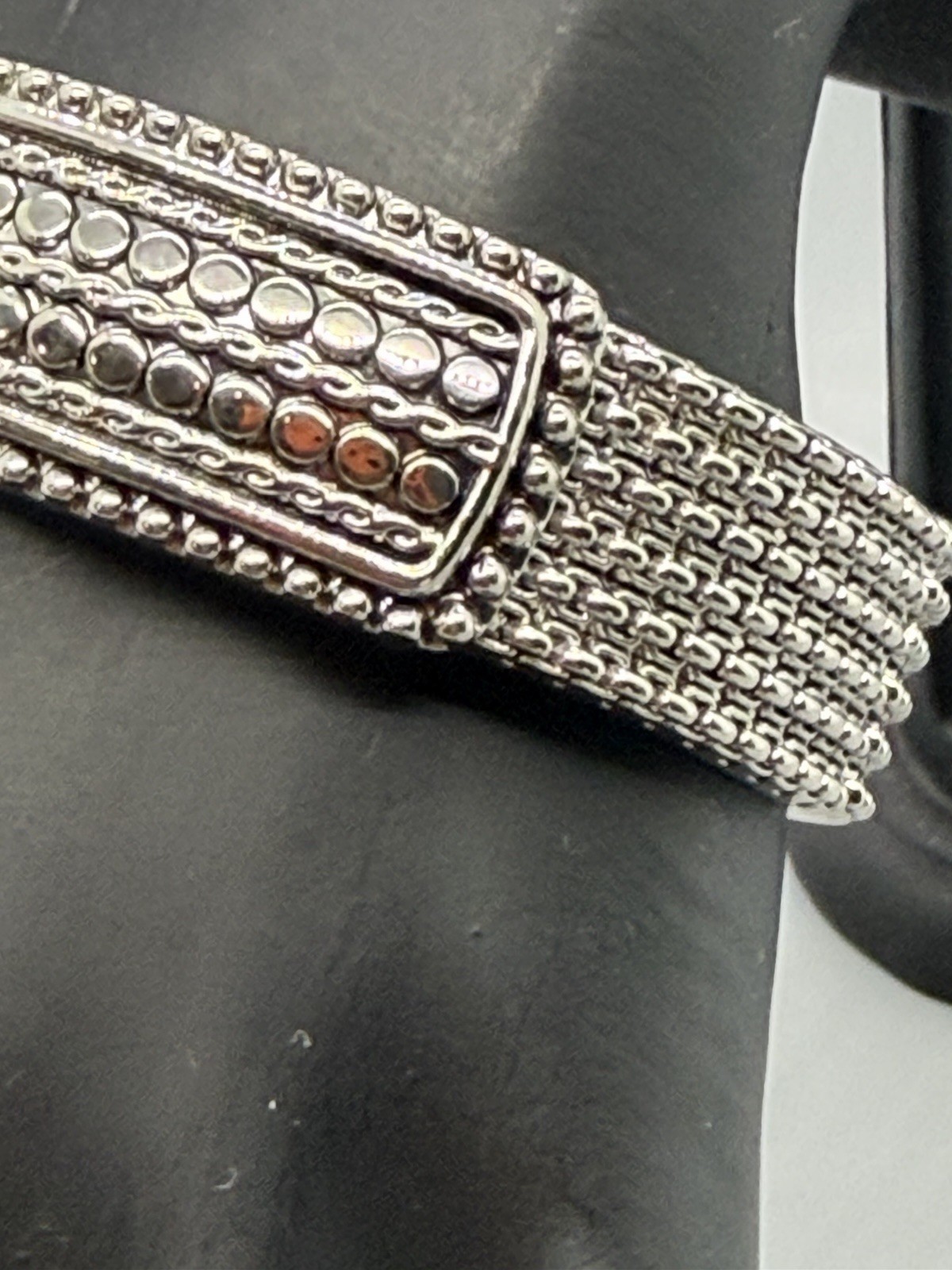 Silver Tone Multi Row Beaded Dimensional Clamper … - image 3