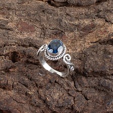 London Blue Topaz Gemstone 925 Sterling Silver Handmade Jewelry Ring Gift