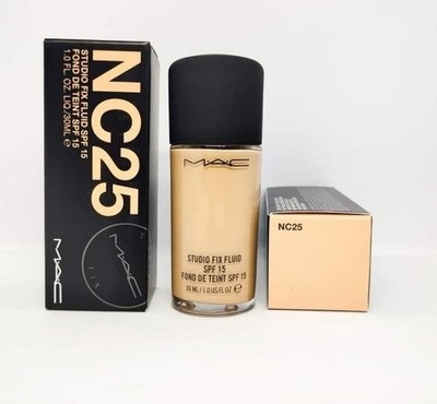 MAC NC25 STUDIO FIX FLUID SPF 15 24HR Matte Foundation+Oil Control Full Size NIB