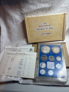 Set 10 monete commemorative 1975 Bombay Governo Zecca India con custodia COA