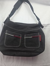 Borsa a tracolla/hobo Tommy Hilfiger vintage anni 90 donna denim nero con tasche