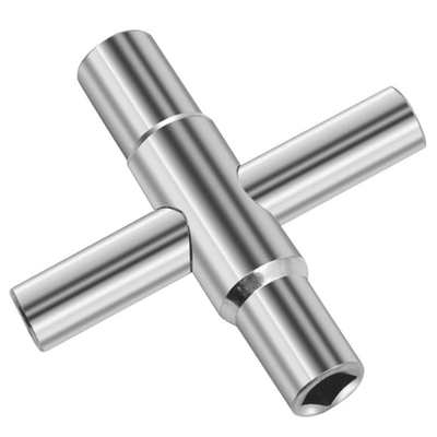 #ad 4 Way Steel Sillcock Water Key Silver Manual Bathroom Wrench Hardware Tools for $7.39