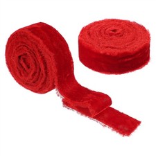 2stk Samtband, 2,5cm x 2,7M handgefertigtes ausgefranstes rohes Kantenband, Rot