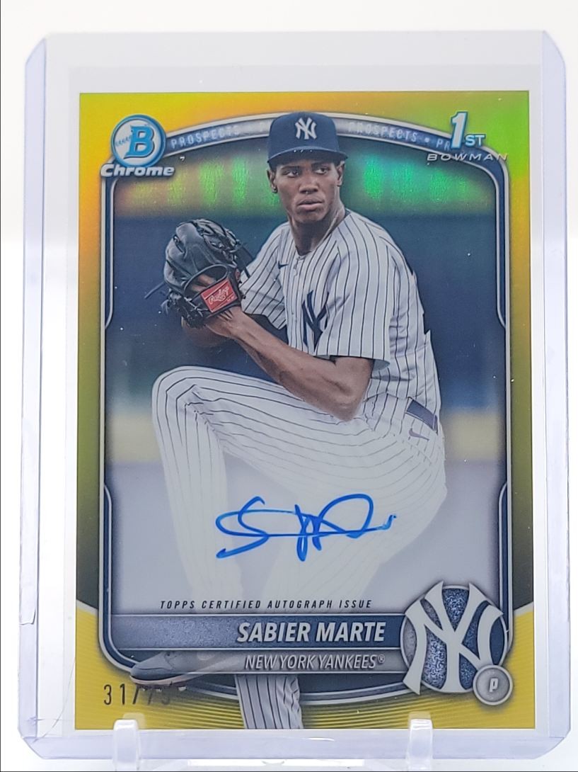 SABIER MARTE 2025 BOWMAN CHROME 1ST YELLOW REFRACTOR AUTO /75 Q2796