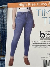 Time and Tru Womens High Rise Curvy Skinny 27.5  Inseam Med Wash Size 14 New