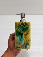 Green Agate Soap Dispenser  Handmade Natural Stone Soap Pump  Luxury Gift Her