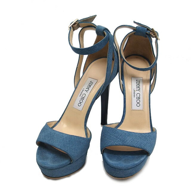 JIMMY CHOO デニム ハイヒール 36.5 美品 Jimmy Choo Mules Sandals Heel Denim Canvas Blue EU36 US6