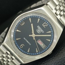 GENUINE VINTAGE SEIKO 5 AUTOMATIC 6309A JAPAN MENS BLUE DIAL WATCH a708317-3