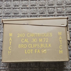 Vintage Metal Green Matte Ammo Can CAL .30 M72 EMCO 240-Cartridge Latch Handle