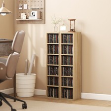 Set of 2 CD Media Display Shelf Unit Tower Rack with Adjustable Shelves