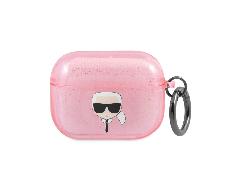 Karl Lagerfeld, Cover per Pods Pro Glitter Chic in TPU alta qualità, Rosa