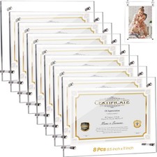 8 Pcs Acrylic Photo Frame 8.5 x 11'' Clear Floating Picture Frame Certificate...