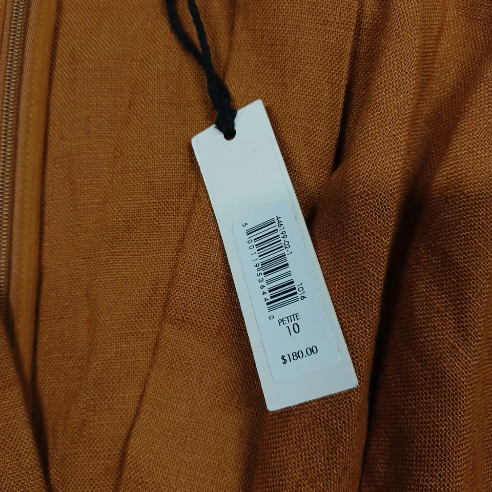 Vestido Vaina Banana Republic Para Mujer 10 Marrón Lino Manga Corta Preppy Nuevo Con Etiquetas Foto 4 de 4