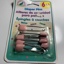 Vintage 1996 Nursery Needs Good Parenting Diaper Pins Pink 7 Pins New Old Stock