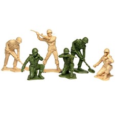 Marx WWII GI Soldiers Lot of 6   1960s PL-926, Tan  Green, 54mm Figures