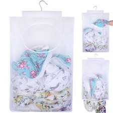 Breathable Mesh Laundry Hamper, Bringing Hooks Foldable Hanging Shower Caddy,...