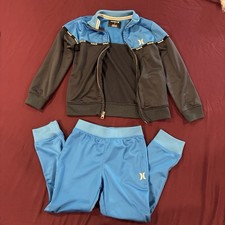 Hurley Boys Youth 2pc Zip Up Jogger Outfit Set Size 7 Blue Black