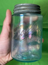 Antique 1900-1910 Opalescent Sharp A "Triple L" Ball Mason Pint Jar 7 on Bottom