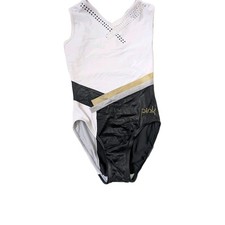 Mädchen Freizeitkleidung Turnanzug weiß gold schwarz CLA Gymnastik Größe ASX (2-4) 30"