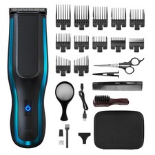 Image of Wahl Clipper Kit Self Clip 360 Self Hair Clipping Cordless Black 10 Attachment