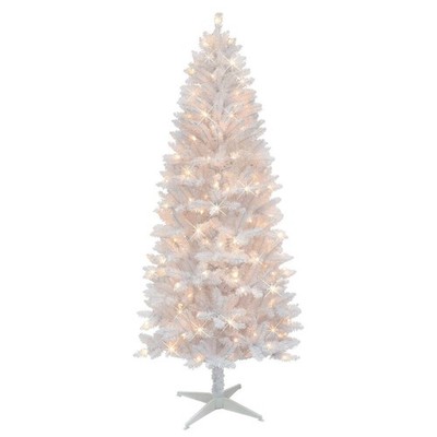 Puleo International 7 ft Pre-Lit White Carson Artificial Pine Tree 680 Tips 2...