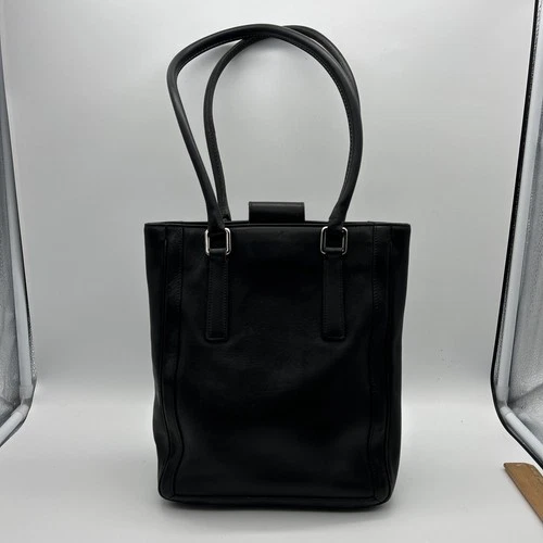 Vintage Coach Black Leather Bonnie Legacy Slim Tote Bag 9422