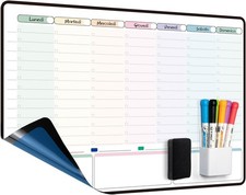 Lavagna Magnetica Settimanale, Calendario Planner Cancellabile 42×28Cm per Frigo
