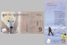Arctic Territories 9 Polar Dollars Souvenir Note 2012 Polar Bear Polymer