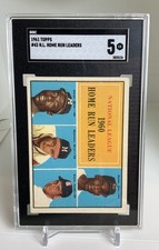 1961 TOPPS N.L. HOME RUN LEADERS HANK AARON ERNIE BANKS ED MATTHEWS #43 SGC 5 EX