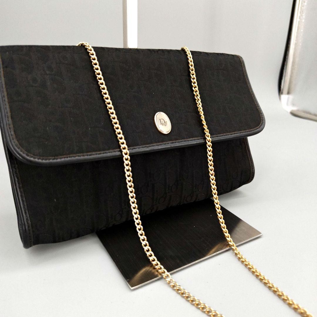 Vintage Dior Trotter Shoulder Bag with Gold Chain