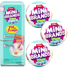 Mini Brands Mini Minis Fill The Fridge Playset with 3 Pack COMBO Set
