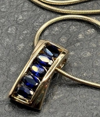 Ross Simons Blue Sapphire Pendant Vermeil Sterling Silver 925 Chain Necklace