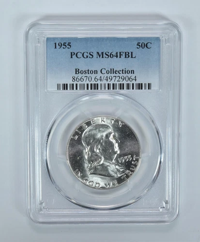 1955 Franklin Half Dollar Boston Collection MS64 FBL PCGS Blue Label