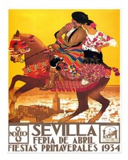 Vibrant Spanish Festival Wall Art Poster - Sevilla 1934 Fine Art Print