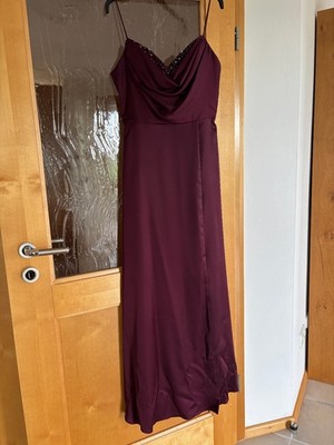 TOP Zustand - UNIQUE Kleid Größe 38 weinrot Ballkleid Abendkleid mit Schlitz