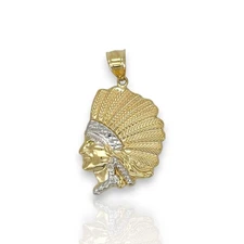 Native American "Chief" Pendant - 14K Yellow Gold