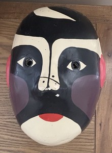Asian (China or Japan) Opera Kabuki Mask Paper Mache Painted Wall Decor Costume