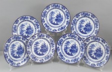 6 Antique 10.25-inch English Royal Doulton Madras Flow Blue China Dinner Plates