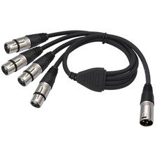 Studio XLR Y Cable 3Pin Metal Connectors 4 Female Port Signal Transmission