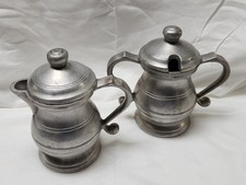 Vintage Pewter WILTON ARMETALE RWP Creamer and Sugar with Lids Made in the USA