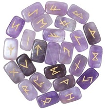 Amethyst Rune Stones Set 25 Engraved Gemstone Runes