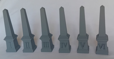 6x Fantasy Wargames Objektivmarker Gelände Obelisk unbemalt Minikosm