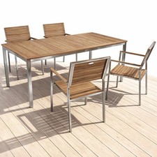 Garden Pleasure DENVER Sitzgruppe 5-tlg. Teak Edelstahl Gartenmöbel set