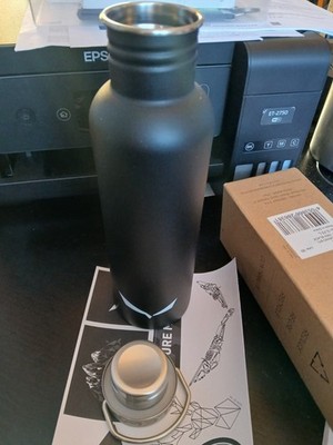 SALEWA Trinkflasche 0,75l mit Aufklebern 18/10 Edelstahl Schwarz SpecialEdition